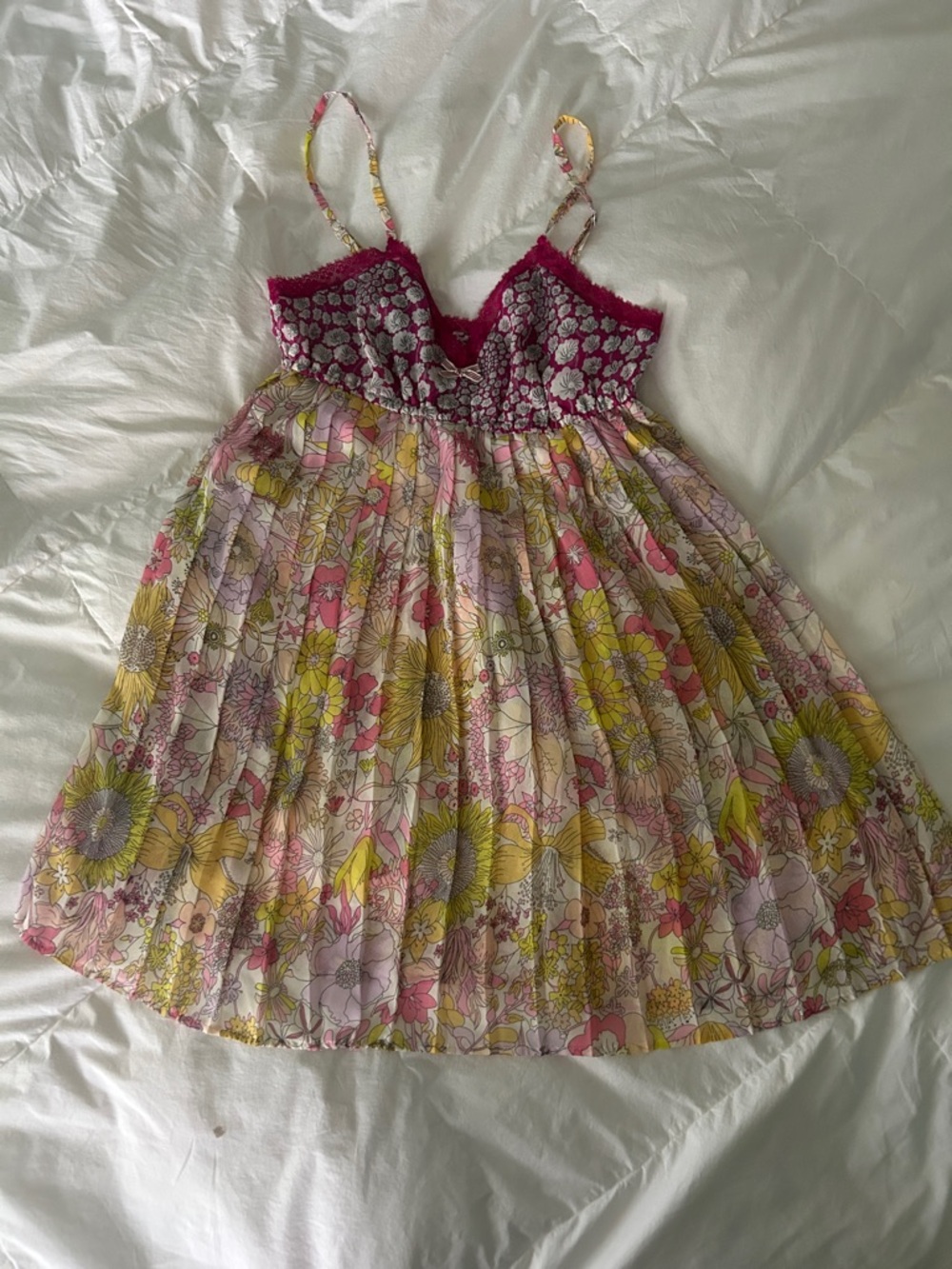 Liberty of London Floral Tiered Skirt in Fuchsia, Pink, Yellow